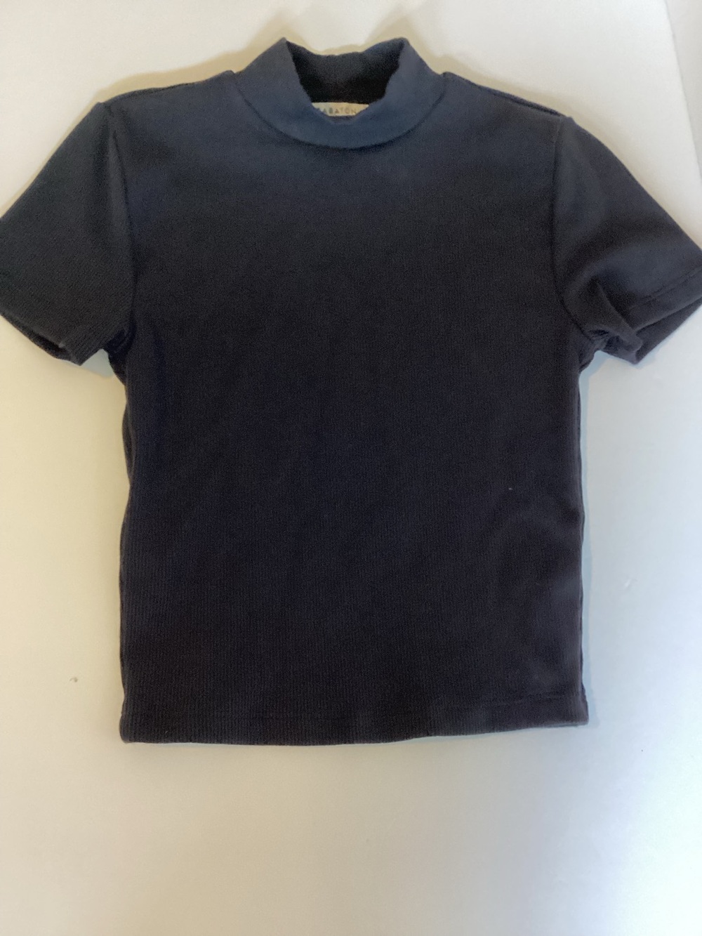 Aritzia Babaton Black Mockneck Formarib Ribbed Cropped T-shirt Top Size XS